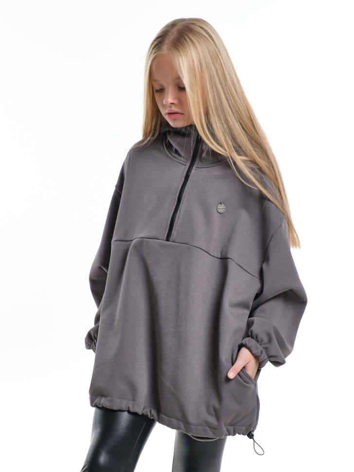 Худи для девочек Mini Maxi, модель 8038, цвет графит - Толстовки с капюшоном / худи