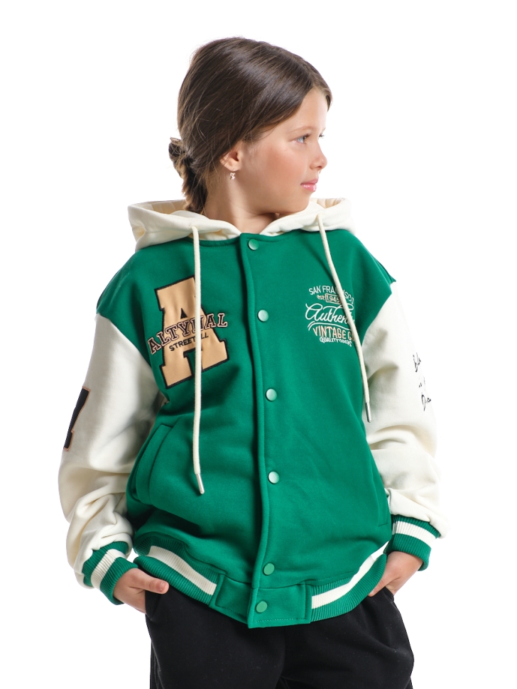 Толстовка для девочек Mini Maxi, модель 337647, цвет зеленый - Бомберы / куртки