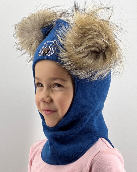 Шапка-шлем для девочки Саманта сапфир - Шапки-шлемы зима-осень
