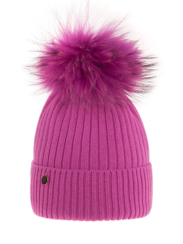 Шапка для девочки Frozen, Миалт фуксия, зима - Шапки с меховым помпоном