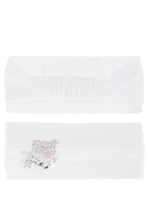 Шапка для девочки Искорка повязка, Миалт белый, лето - Повязки на голову