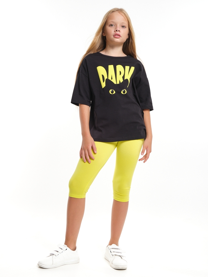 Футболка для девочек Mini Maxi, модель 7924, цвет черный/желтый - Футболки для девочек