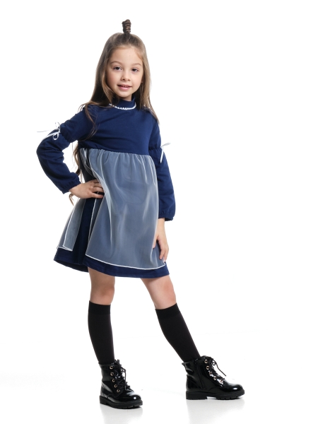Платье для девочек Mini Maxi, модель 2570, цвет синий - Платья для девочек с длинным рукавом