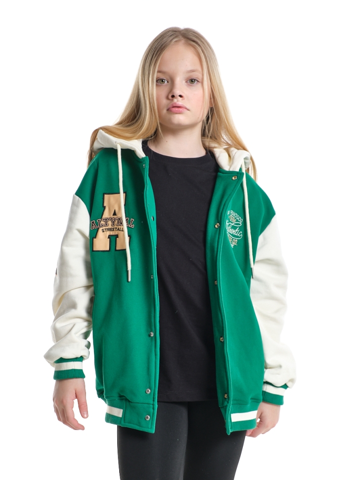 Толстовка для девочек Mini Maxi, модель 337647, цвет зеленый - Бомберы / куртки