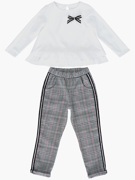 Комплект одежды для девочек Mini Maxi, модель 6402/6403, цвет белый/клетка - Комплекты летние