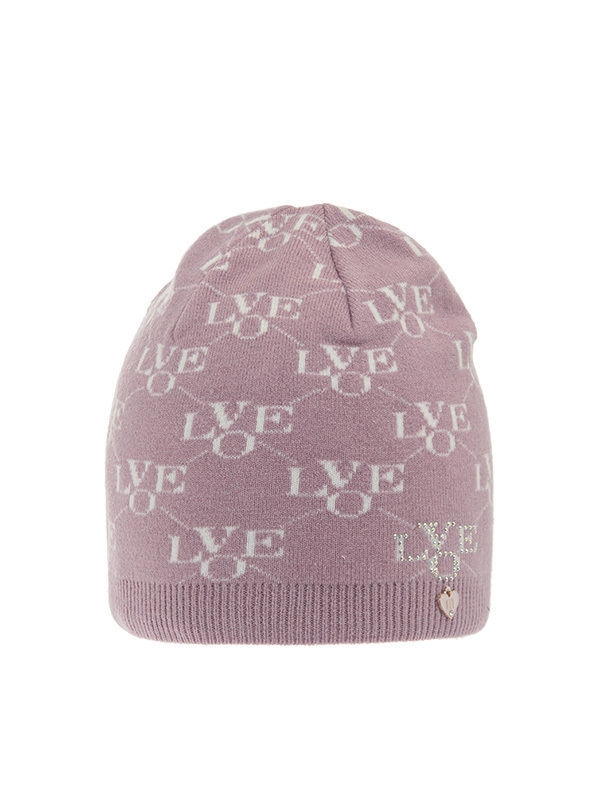 Шапка для девочки I Love You, Миалт темно-пудровый/белый, весна-осень SLMM3 - Для девочек весна-осень