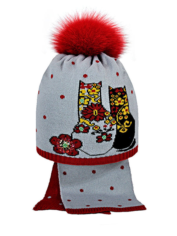 Комплект для девочки Мода 2 Комплект, Миалт красный - Комплект: шапочки и шарф