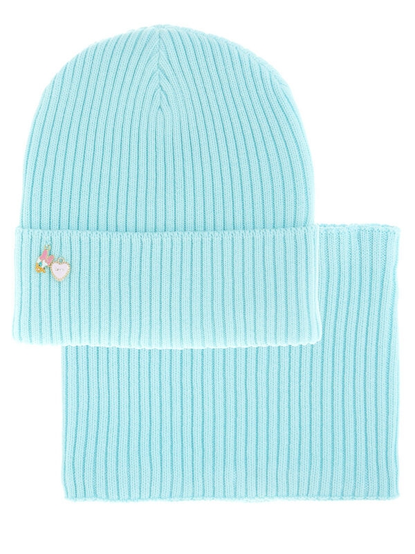 Комплект для девочки Клювдия, Миалт светло-мятный, весна-осень - Комплект: шапочки и шарф