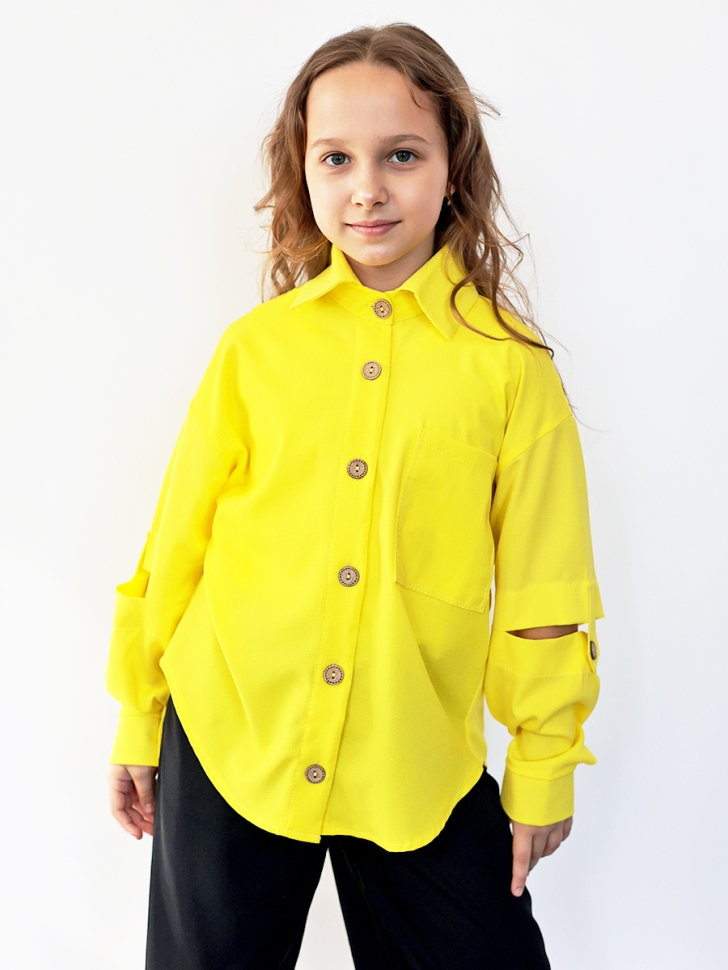 Рубашка для девочки БУШОН, цвет желтый - Рубашки для девочек