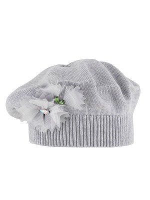 Берет для девочки Василина, Миалт серый, весна-осень