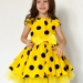 Платье для девочки нарядное БУШОН ST44, стиляги, цвет желтый, принт крупный горох