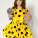 Платье для девочки нарядное БУШОН ST44, стиляги, цвет желтый, принт крупный горох