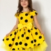 Платье для девочки нарядное БУШОН ST44, стиляги, цвет желтый, принт крупный горох