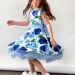 Платье для девочки нарядное БУШОН ST30, стиляги, цвет голубой/синий цветы