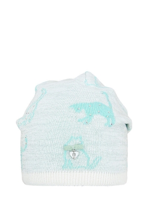 Шапка для девочки Пятнашки, Миалт белый/мятный, весна-осень