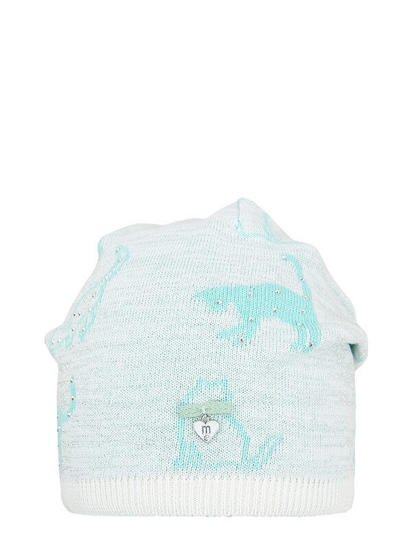 Шапка для девочки Пятнашки, Миалт белый/мятный, весна-осень - Для девочек весна-осень