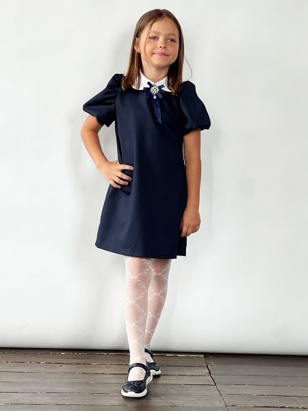 Платье для девочки школьное БУШОН SK20, цвет темно-синий - Платья / сарафаны для школы