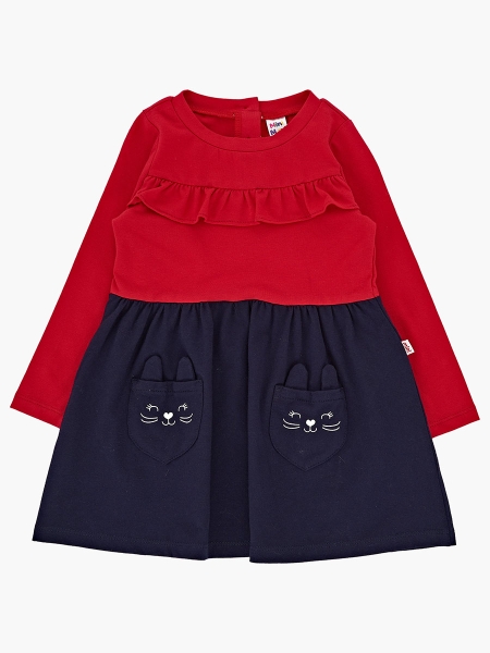 Платье для девочек Mini Maxi, модель 2626, цвет красный/синий - Платья для девочек с длинным рукавом