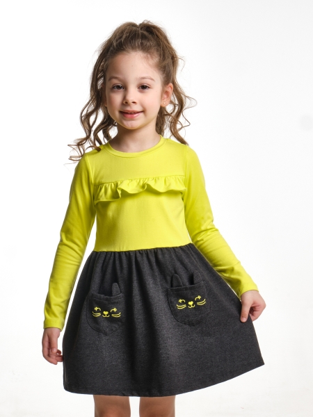 Платье для девочек Mini Maxi, модель 2626, цвет неон/черный - Платья для девочек с длинным рукавом