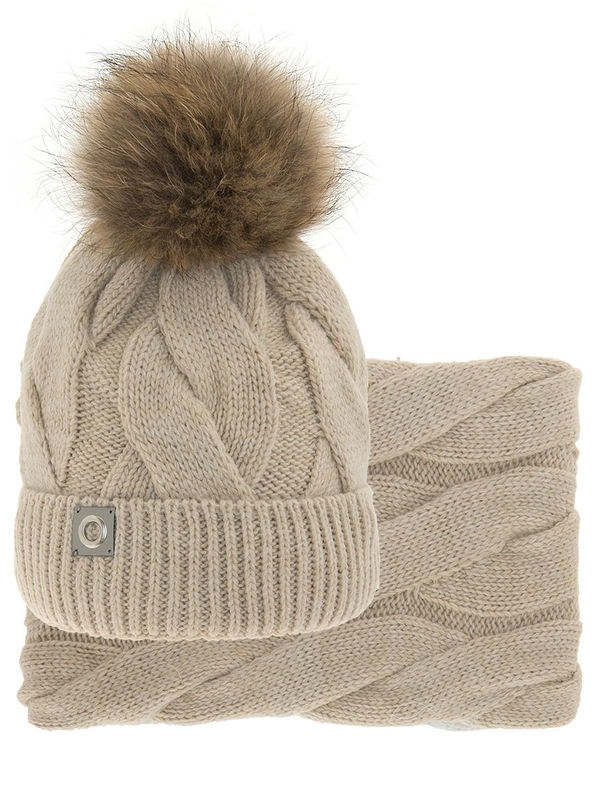 Комплект для девочки Брауни комплект, Миалт бежевый - Комплекты: шапка и шарф