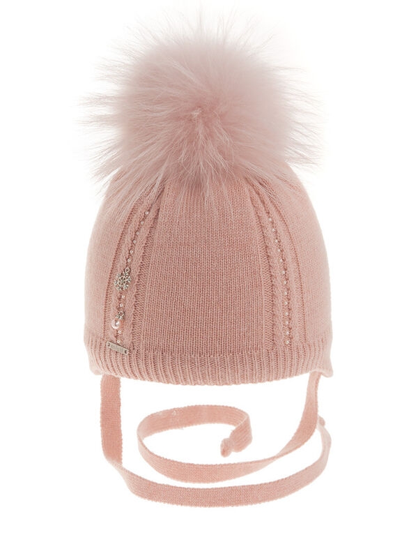 Шапка для девочки Задоринка, Миалт светло-коралловый, зима - Шапочки на завязках