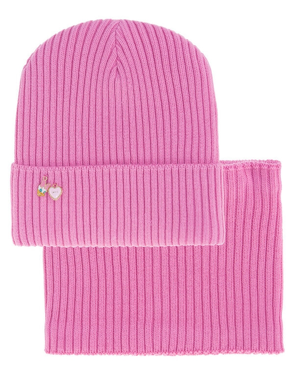 Комплект для девочки Клювдия, Миалт ярко-розовый, весна-осень - Комплект: шапочки и шарф