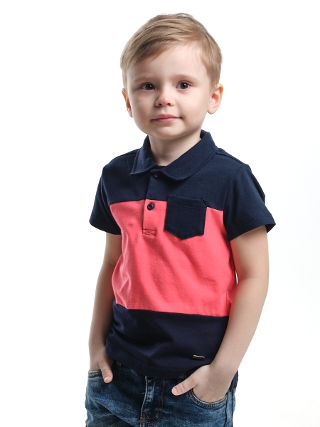 Поло для мальчиков Mini Maxi, модель 1701, цвет коралловый - Поло / футболки короткий рукав