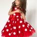 Платье для девочки нарядное БУШОН ST44, стиляги, цвет красный, принт крупный горох