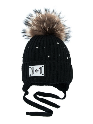 Шапка для девочки 1+1, Миалт черный, зима