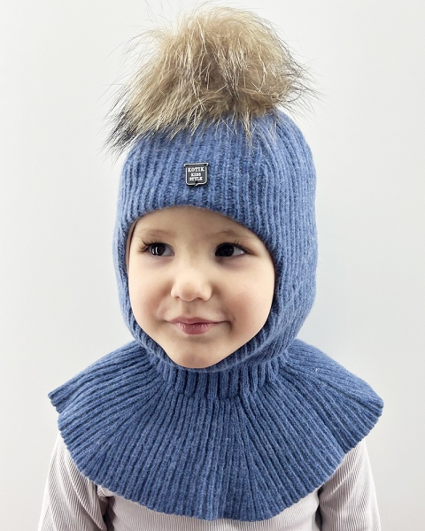 Шапка-шлем для мальчика Дамбо джинс - Шлемы осень-зима