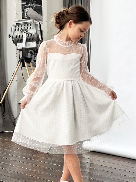 Платье для девочки нарядное БУШОН ST77, цвет белый - Платья коктельные / вечерние