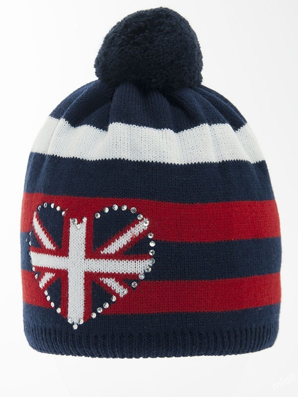Шапка для девочки Британия-2, Миалт темно-синий/красный - Для девочек весна-осень