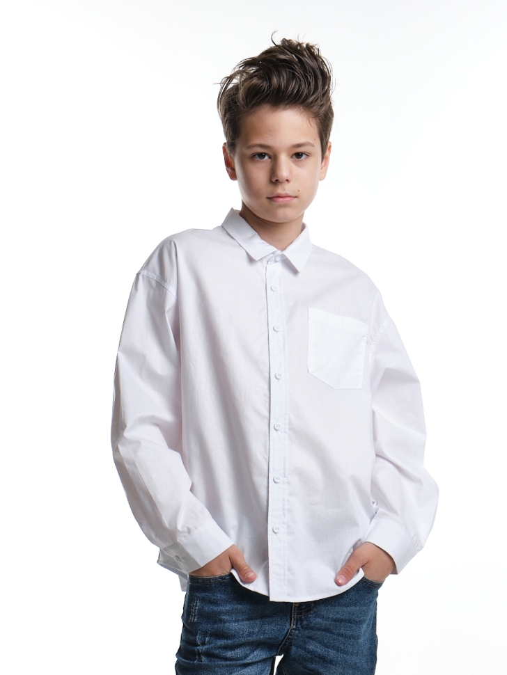 Рубашка для мальчиков Mini Maxi, модель 7619, цвет белый - Рубашки с длинным рукавом