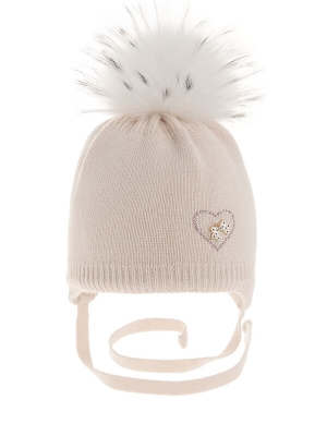Шапка для девочки Крапинка, Миалт светло-бежевый, зима