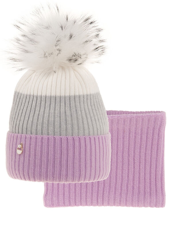 Комплект для девочки Color, Миалт сиренево-розовый/бледно-серый, зима - Комплекты: шапка и шарф