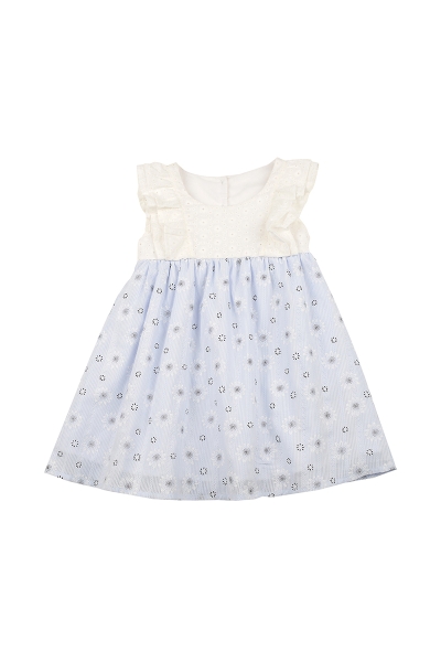 Платье для девочек Mini Maxi, модель 6303, цвет белый/голубой - Платья для девочек с коротким рукавом