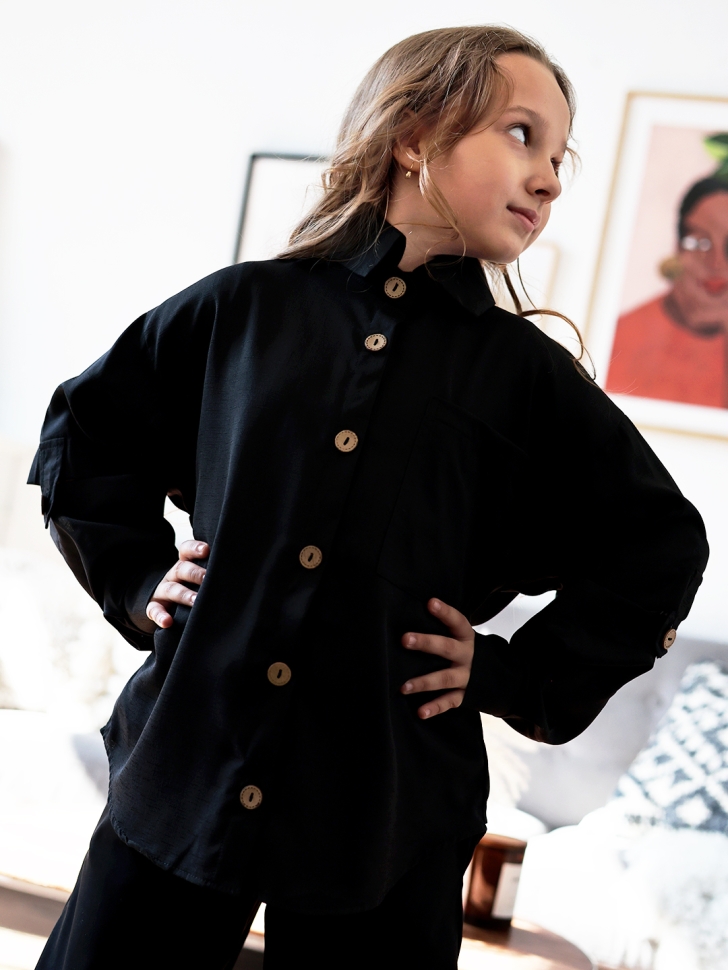 Рубашка для девочки БУШОН, цвет черный - Рубашки для девочек