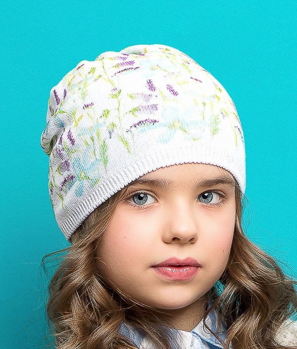 Шапка для девочки Лаванда, Миалт белый - Для девочек весна-осень