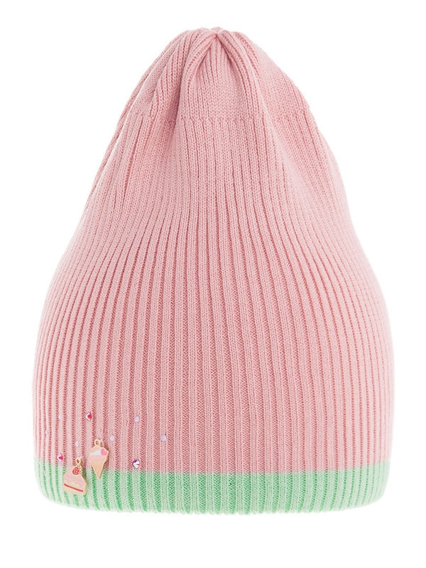 Шапка для девочки Тортик, Миалт пудровый, весна-осень - Для девочек весна-осень