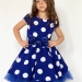 Платье для девочки нарядное БУШОН ST44, стиляги, цвет синий, принт крупный горох
