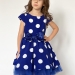 Платье для девочки нарядное БУШОН ST44, стиляги, цвет синий, принт крупный горох