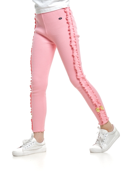 Джоггеры для девочек Mini Maxi, модель 3918, цвет розовый/желтый - Брючки / джоггеры спортивные