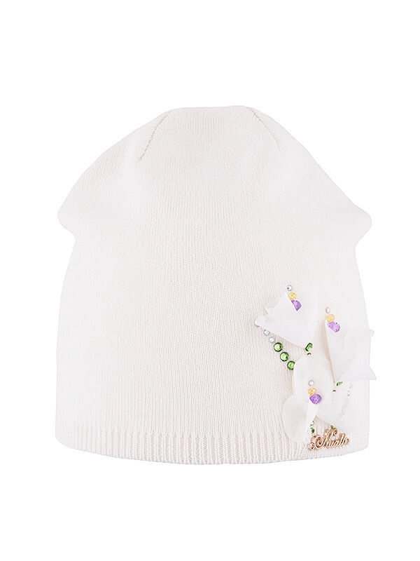 Шапка для девочки Крокусы, Миалт белый, весна-осень - Для девочек весна-осень