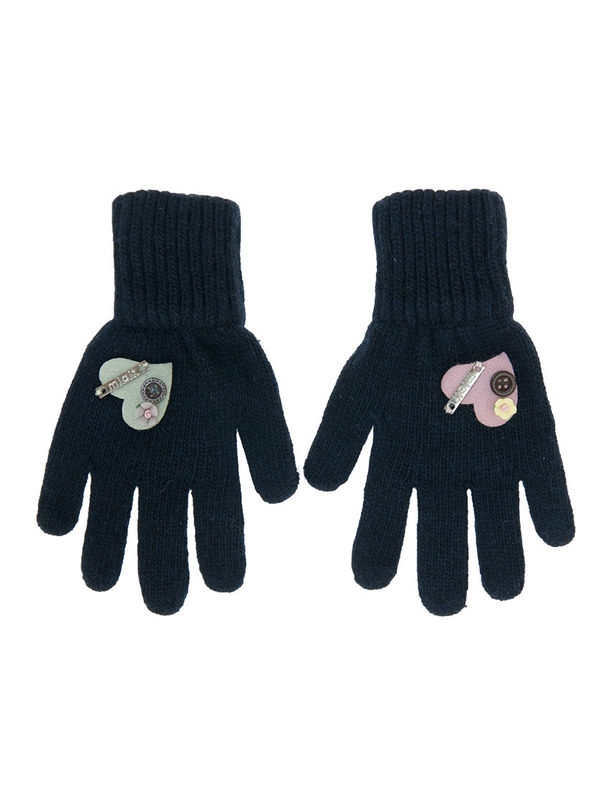 Перчатки для девочки Двойняшки, Миалт темно-синий - Перчатки