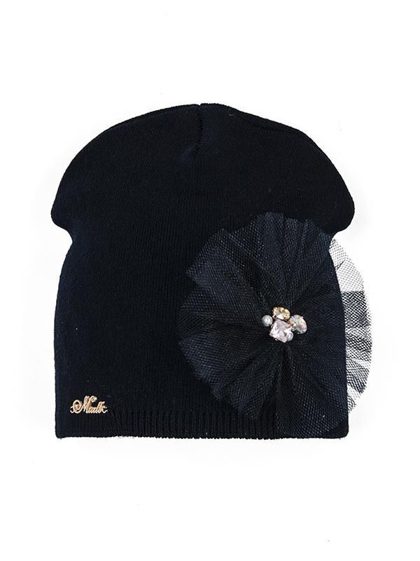 Шапка для девочки Адель, Миалт темно-синий, весна-осень - Для девочек весна-осень