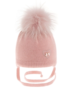 Шапка для девочки Крапинка, Миалт светло-коралловый, зима
