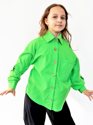 Рубашка для девочки БУШОН, цвет зеленый