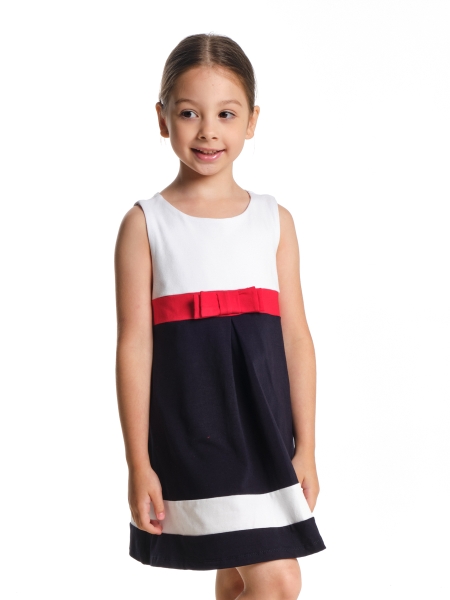 Платье для девочек Mini Maxi, модель 1809, цвет синий/белый - Платья для девочек с коротким рукавом