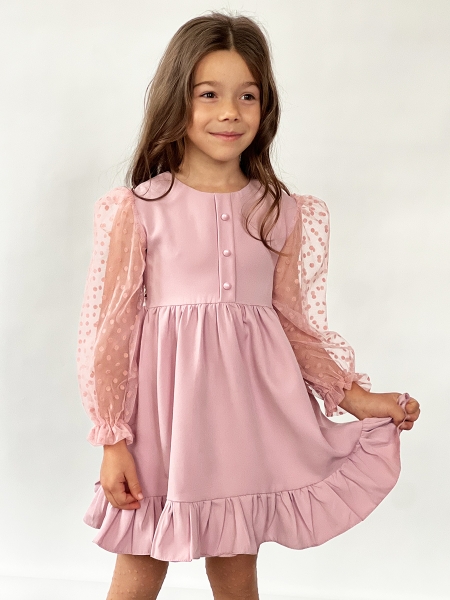 Платье для девочки нарядное БУШОН ST52, цвет пудра - Платья коктельные / вечерние
