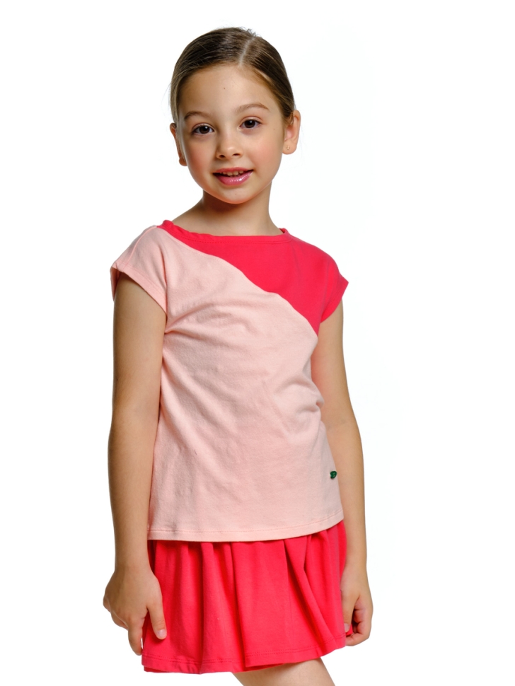 Футболка для девочек Mini Maxi, модель 3228, цвет кремовый/розовый - Футболки для девочек